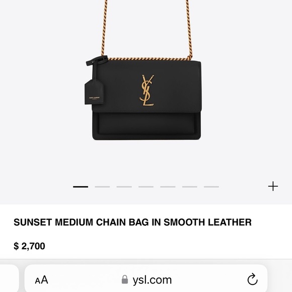 YSL Sunset Medium Chain Bag in Smooth Leather - Black and Gold - Picture 10 of 11